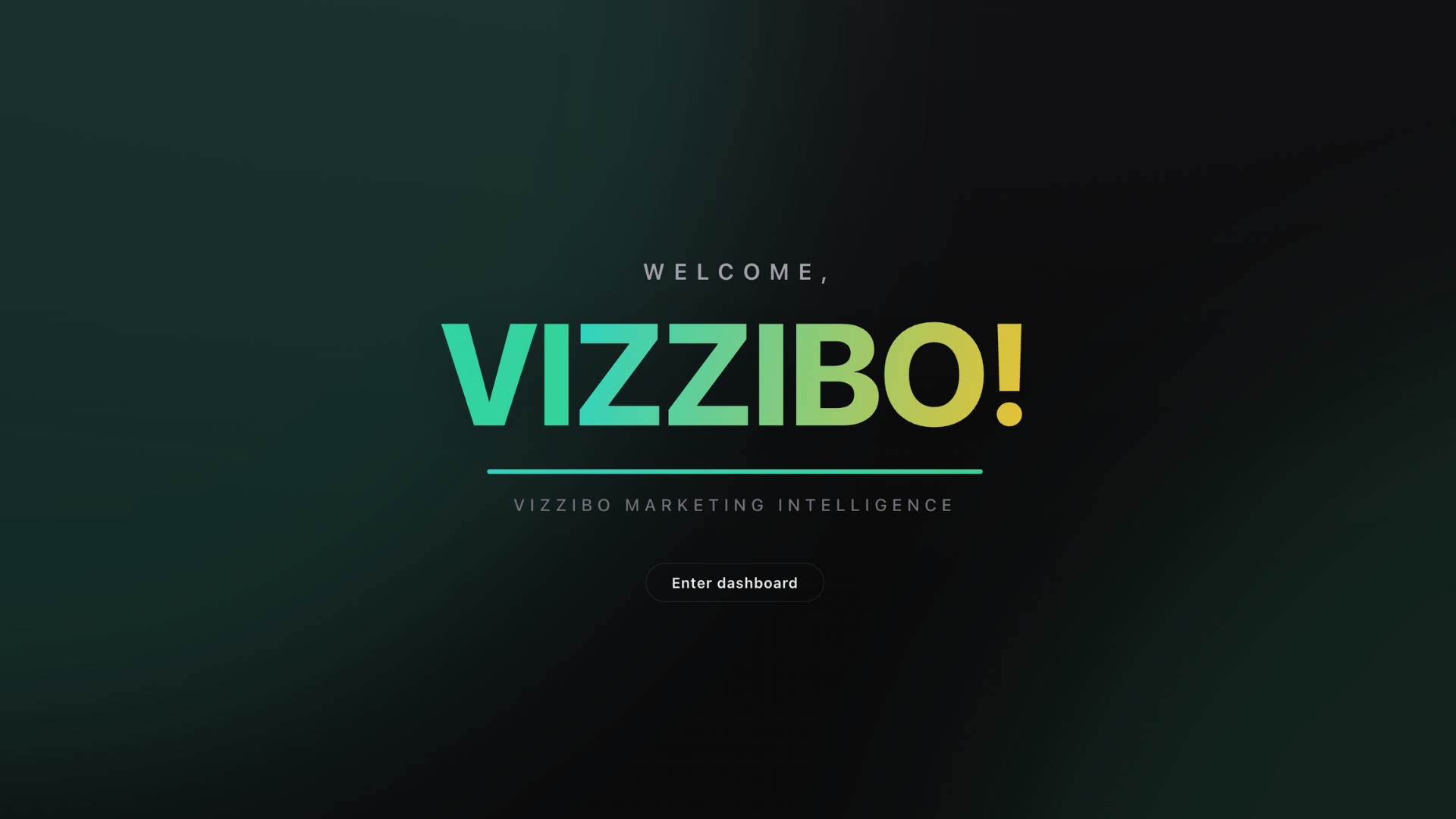 The Vizzibo Marketing Intelligence welcome screen
